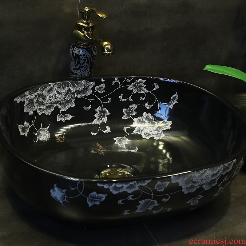 Gold cellnique contracted sink ceramic art on the stage basin black light lavatory toilet basin