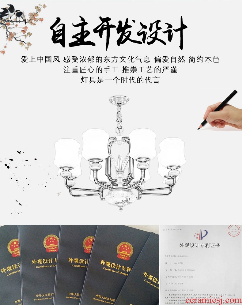 New Chinese style with contemporary and contracted sitting room lamp droplight archaize creative atmosphere of household ceramics hall China wind restoring ancient ways