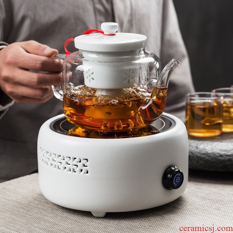 Qin Yi glass tea steamer pu-erh tea boiled tea ware suit ceramic teapot tea set household electrical TaoLu kung fu tea cup