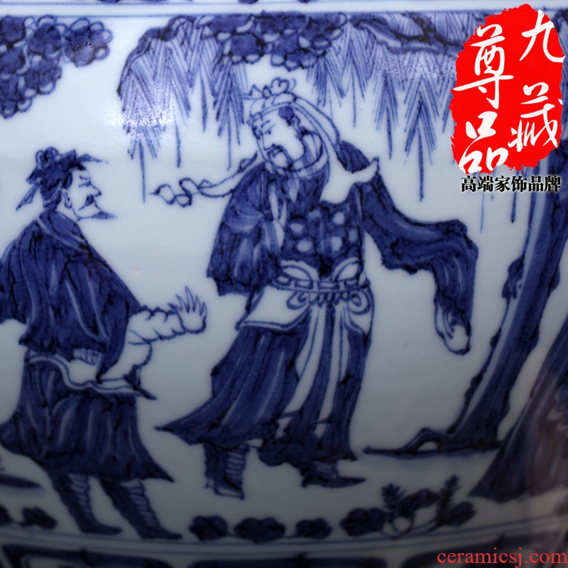 Imitation of yuan blue and white porcelain of jingdezhen ceramics of three lines can vase household adornment handicraft furnishing articles