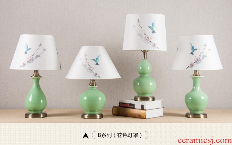 French rural ceramic desk lamp green design study of contemporary and contracted sitting room hotel desk lamp of bedroom the head of a bed, 1001