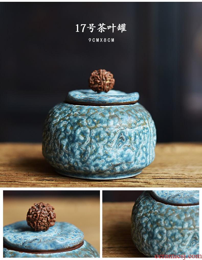 Tao fan ceramic persimmon tea caddy seal storage tanks small POTS kung fu tea set up clearance