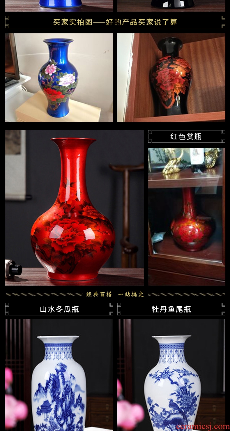 Rich ancient frame furnishing articles of jingdezhen porcelain ceramics dried flower vases, flower arrangement sitting room small blue and white porcelain decorative arts and crafts