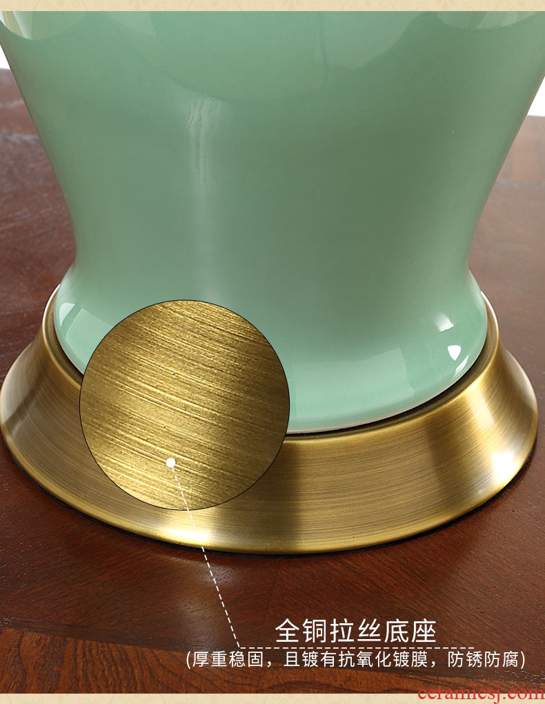 Southeast Asia all jade green copper ceramic new Chinese style table lamp of bedroom the head of a bed teahouse study new classical Chinese storm lantern