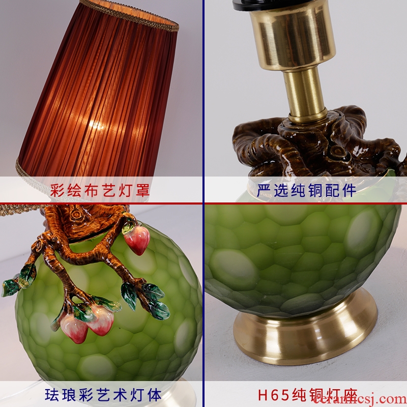 European-style villa contracted copper bedroom berth lamp sitting room all creative ceramic lamps and lanterns that move light warm light decorate warmth
