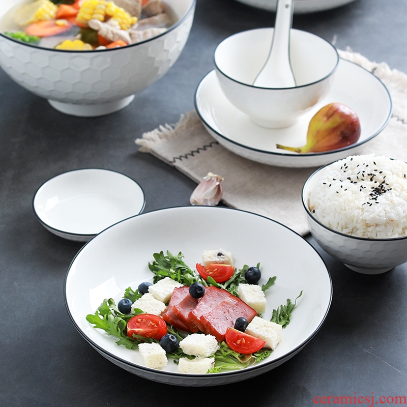 Ceramic dishes suit household 4-6 people eat bread and butter plate combination of jingdezhen porcelain bone 2 Japanese contracted tableware