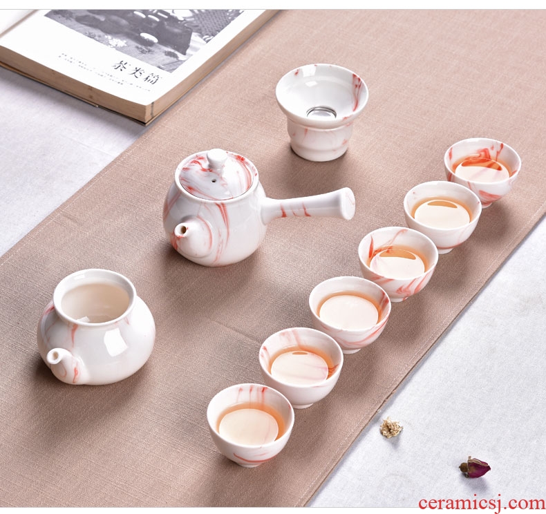 HaoFeng a complete set of ceramic tea set domestic large teapot teacup Japanese kung fu tea sea creative gift boxes