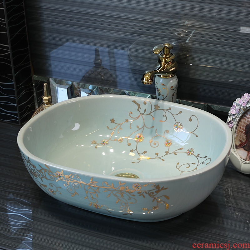 Gold cellnique sanitary ceramics basin basin sink basin of contemporary and contracted toilet hand of art color