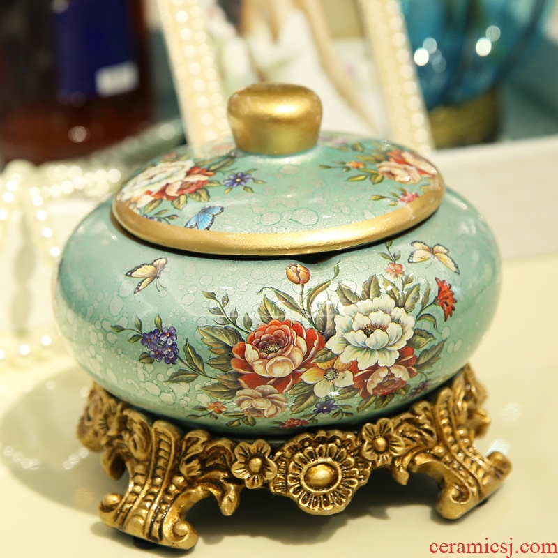 Rural ceramic ashtray with cover artical multi-function ashtray ashtray creative personality trend