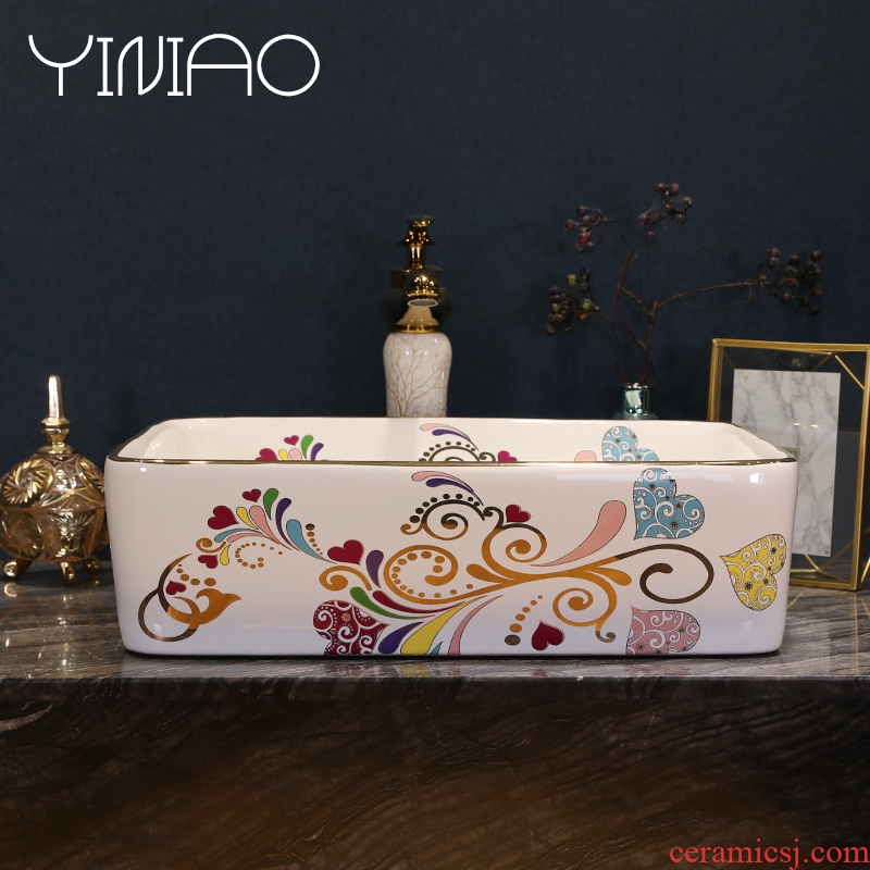 Basin stage basin art ceramic lavabo rectangle basin is the basin that wash a face household bathroom sink