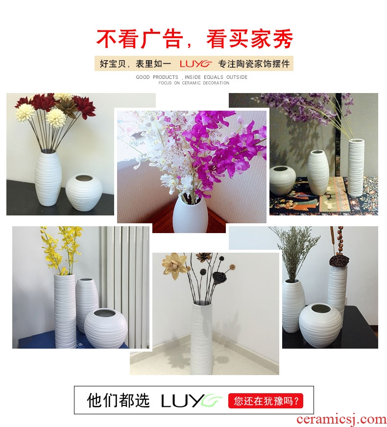 Handmade ceramic art white vase flower arrangement sitting room China household of Chinese style dry vase furnishing articles ornaments