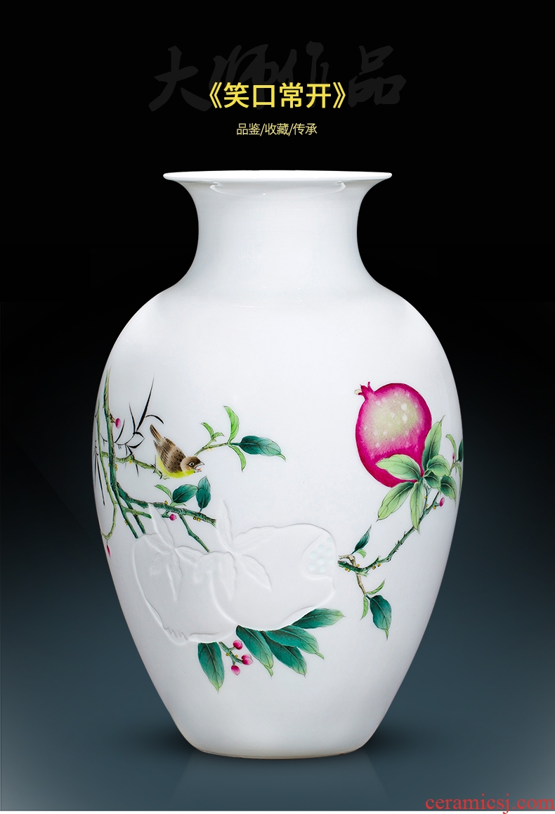 Jingdezhen ceramic vase famous hand-painted Chinese pomegranate thin foetus and exquisite furnishing articles home sitting room adornment flower arrangement