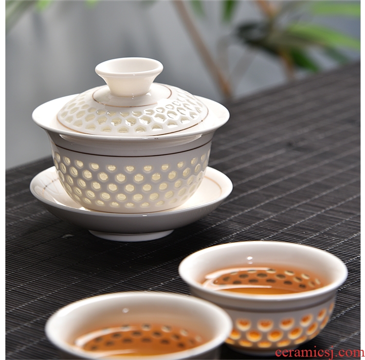 Gorgeous young creative household and exquisite ceramic kung fu tea set tea tray tureen teapot tea cup contracted with tea