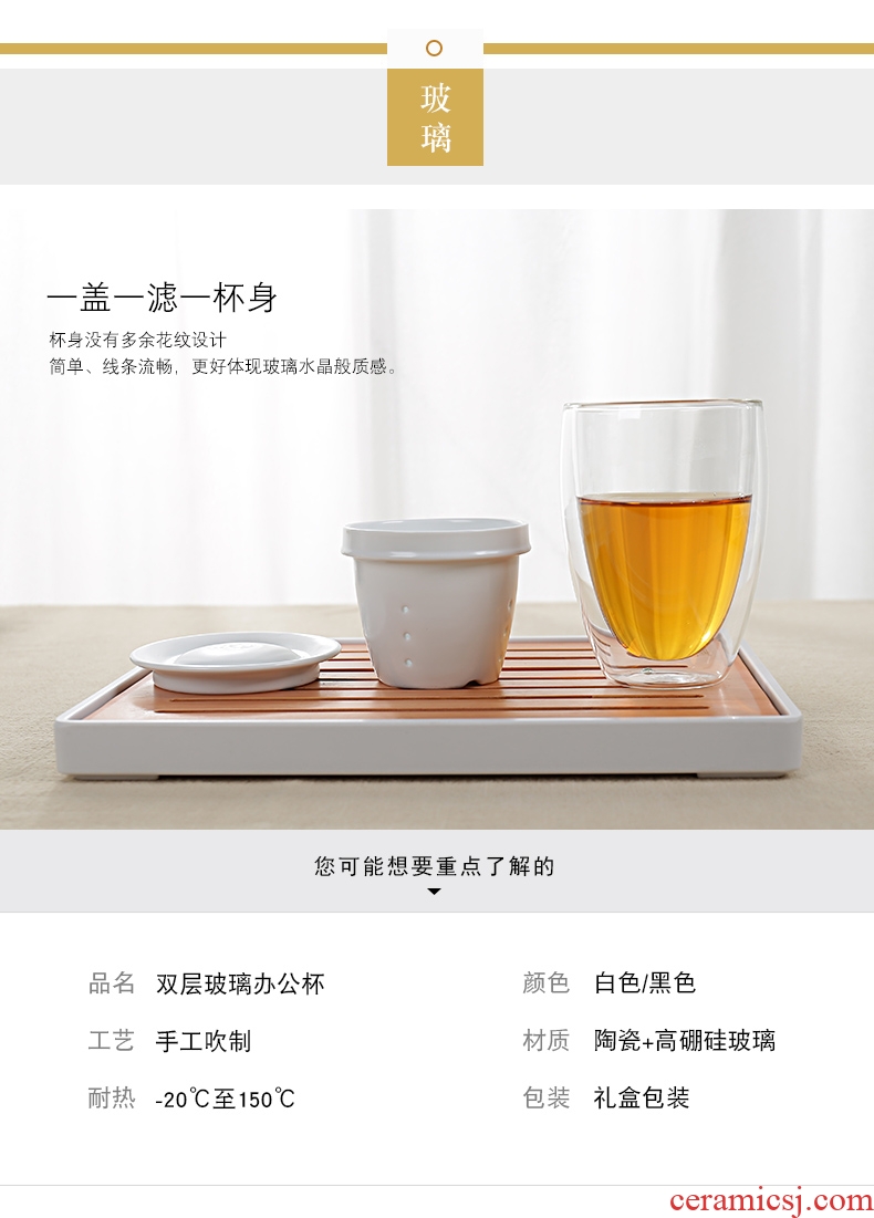 Thyme tang heat-resistant glass tea cup enamel-lined filter office personal cup double crack cup with cover