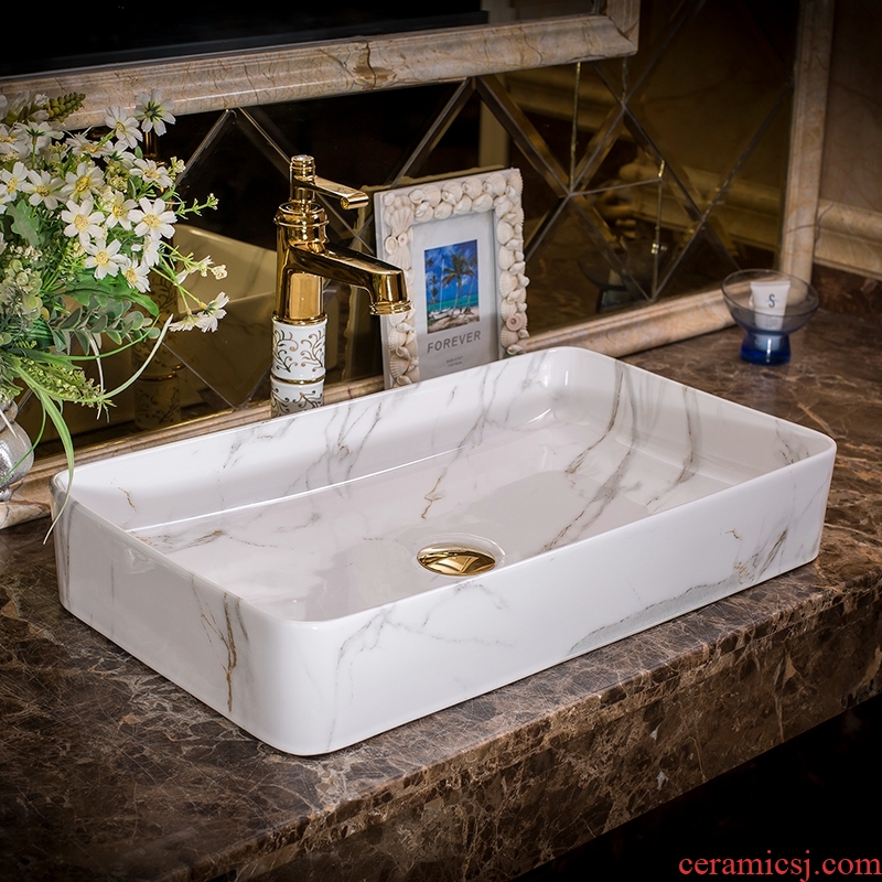 Jingdezhen ceramic art basin on its extended rectangle bathroom marble sinks the sink basin