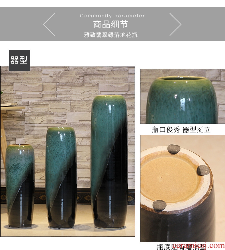 American jingdezhen ceramic vase flower arrangement of large living room furnishing articles of Chinese style porch lattice-windows lucky bamboo bottles