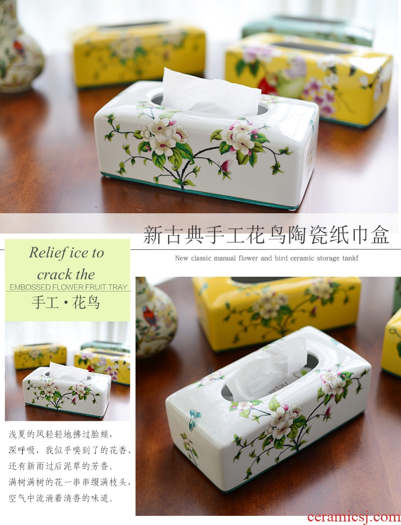 Murphy's new Chinese style classical handmade ceramic tissue box American country decorates sitting room tea table restaurant smoke box