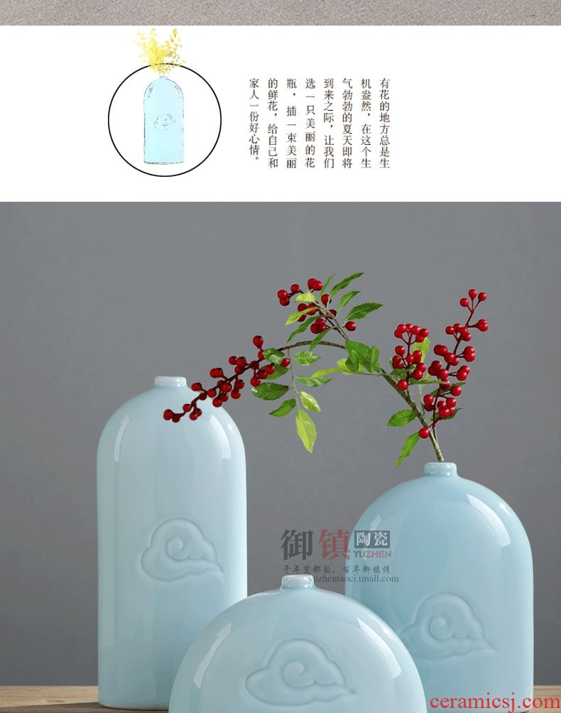 Jingdezhen ceramic vase household soft adornment three-piece furnishing articles sitting room of Chinese style art TV ark decoration