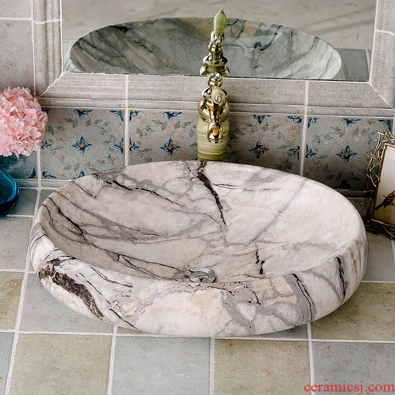 Basin stage basin oval imitation marble ceramic European household toilet stage basin art the pool that wash a face basin that wash a face