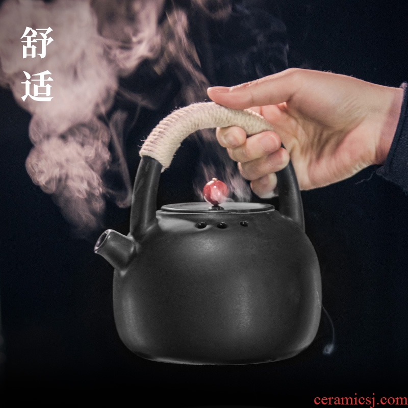 # and coarse pottery pot of tea kettle ceramic girder are larger boiled tea tea tea set TaoLu curing pot of electricity