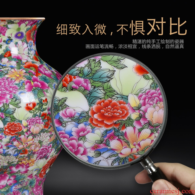 Archaize of jingdezhen ceramics craft vase collection furnishing articles qianlong high-grade colored enamel paint flower vase