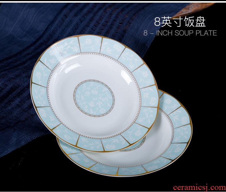Dishes suit household jingdezhen ceramic bone China contracted combination Chinese small pure and fresh and cutlery set dishes