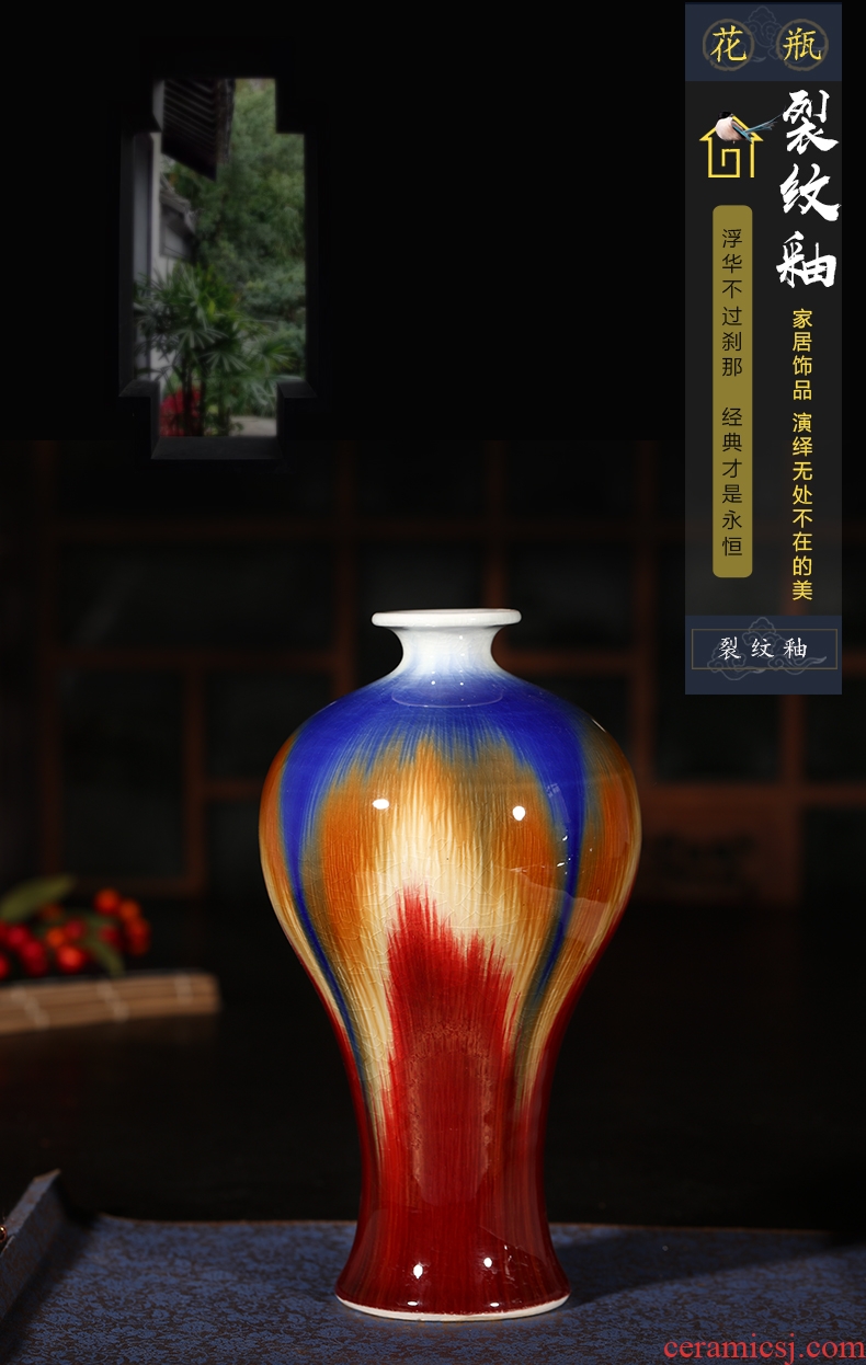 Archaize of jingdezhen ceramics kiln crackle vases, flower arrangement of Chinese style restoring ancient ways wine rich ancient frame is placed in the living room