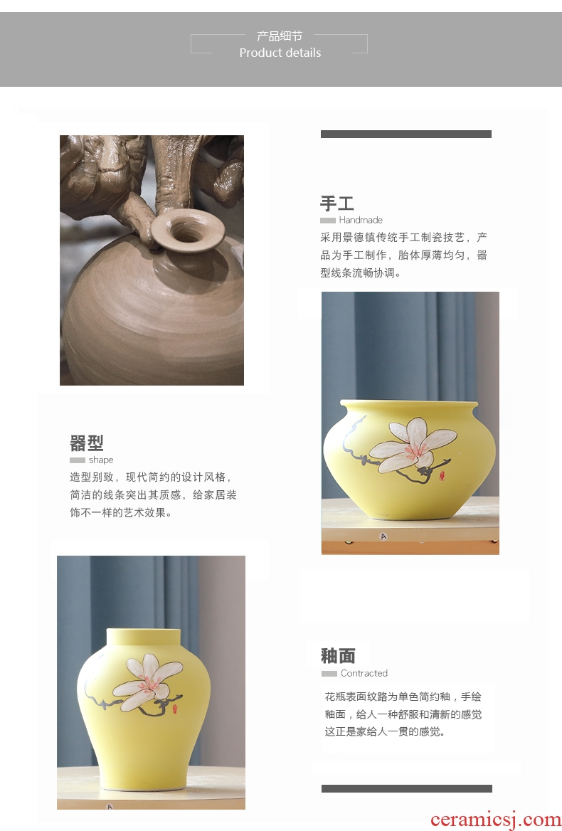 Art show new Chinese style between small pure and fresh and yulan three-piece ceramic vase example household act the role ofing is tasted decorative porcelain furnishing articles