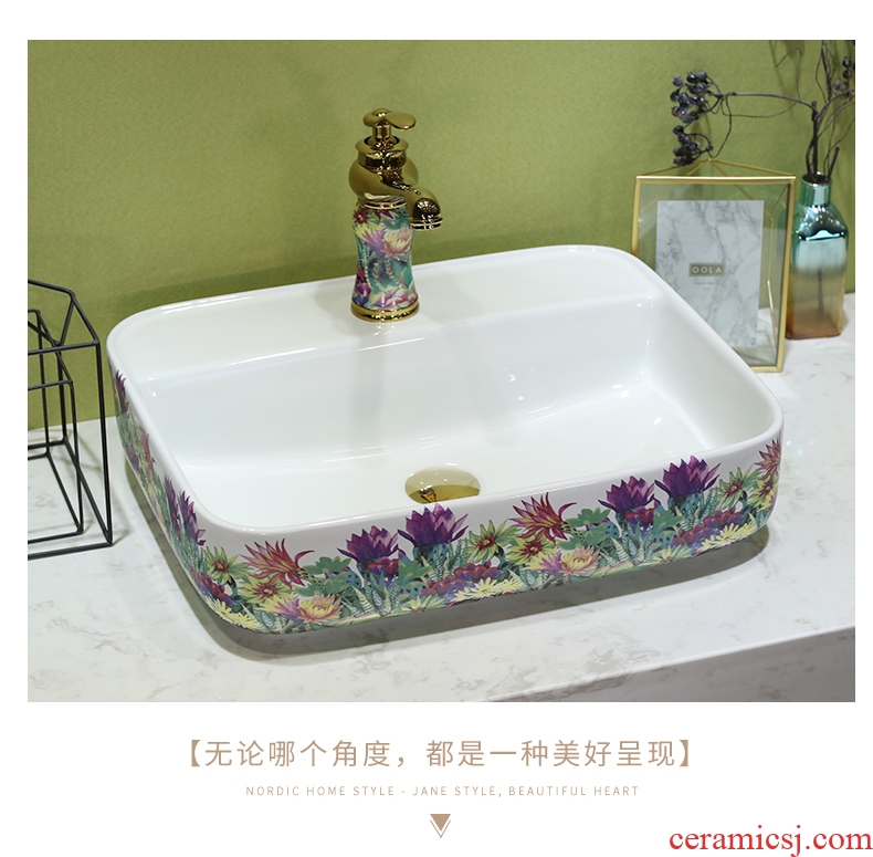 Million birds modern stage basin small rectangle ceramic art basin health plate of Europe type lavatory basin that wash a face to wash your hands