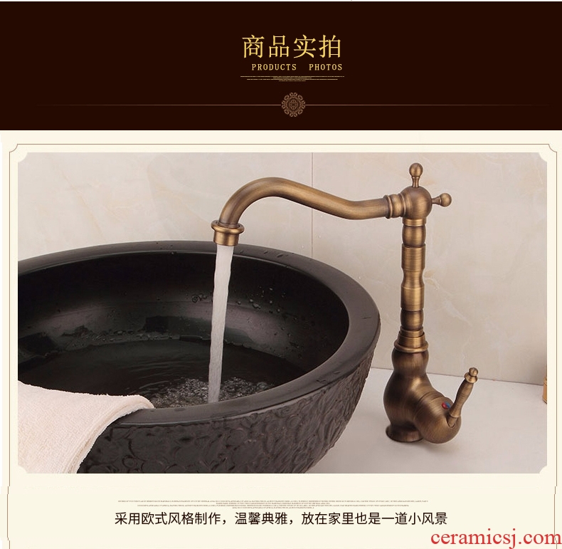 Jingdezhen all the single copper basin faucet heightened single-hole bibcock lavabo general hot and cold water tap