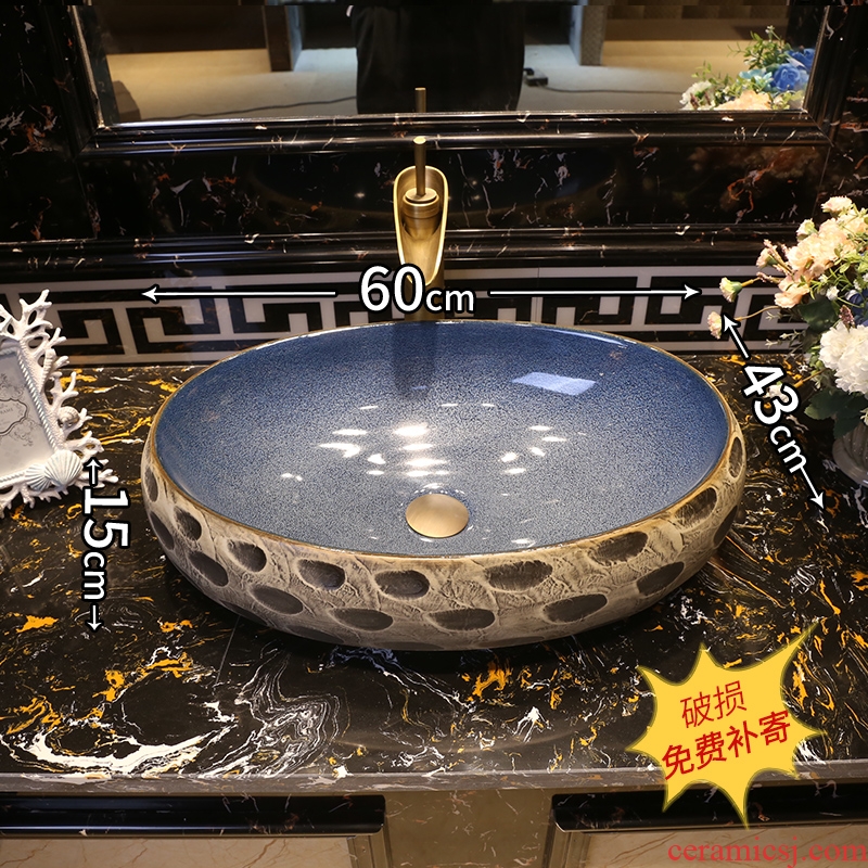 Art on the stage basin sink basin ceramic wash basin small oval restoring ancient ways archaize home of the basin that wash a face