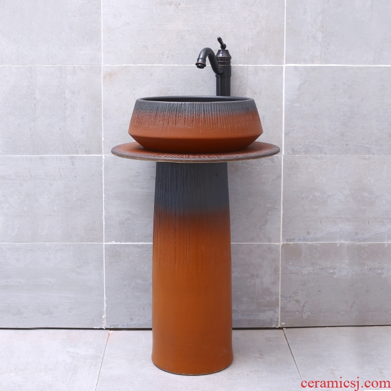 Basin of jingdezhen Chinese style restoring ancient ways of song dynasty floor pillar lavabo creative household sink outdoor balcony