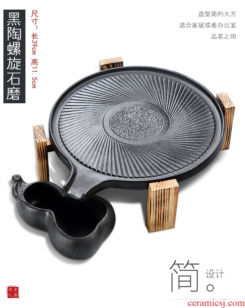 Porcelain god contracted Japanese tea ceremony household utensils suit real wood double stone mill ceramic cups tea tray tea tea