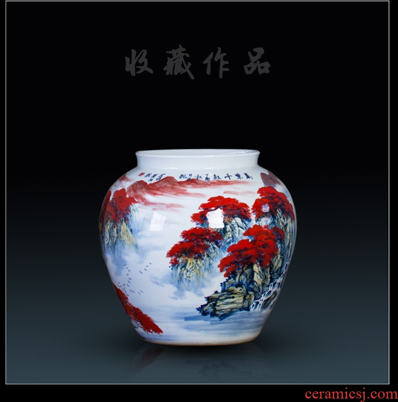Jingdezhen ceramic quiver hand-painted pastel of large vase full draw cylinder cylinder sitting room adornment is placed