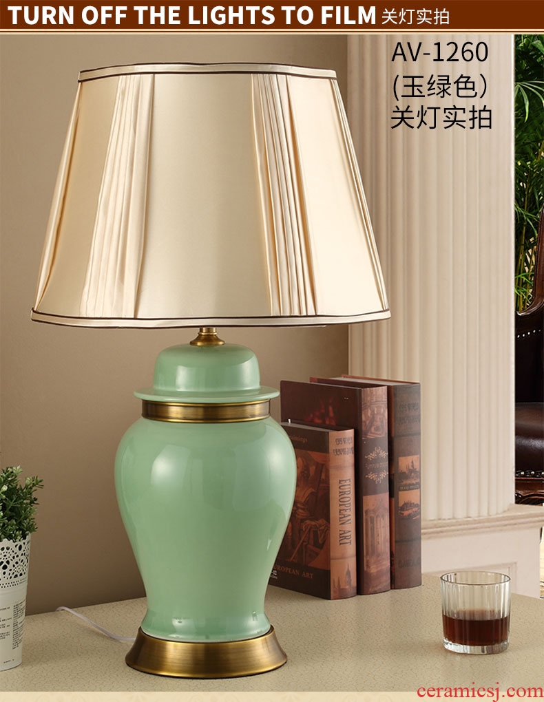 Southeast Asia all jade green copper ceramic new Chinese style table lamp of bedroom the head of a bed teahouse study new classical Chinese storm lantern