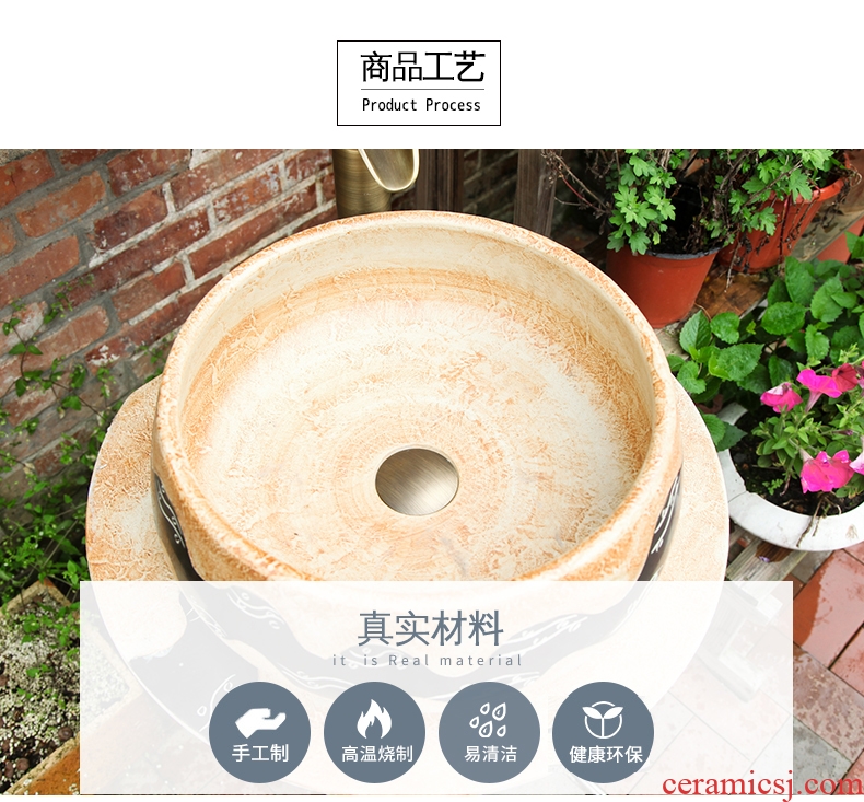 JingWei ceramic lavabo floor pillar basin vertical integration pillar type lavatory toilet stage basin