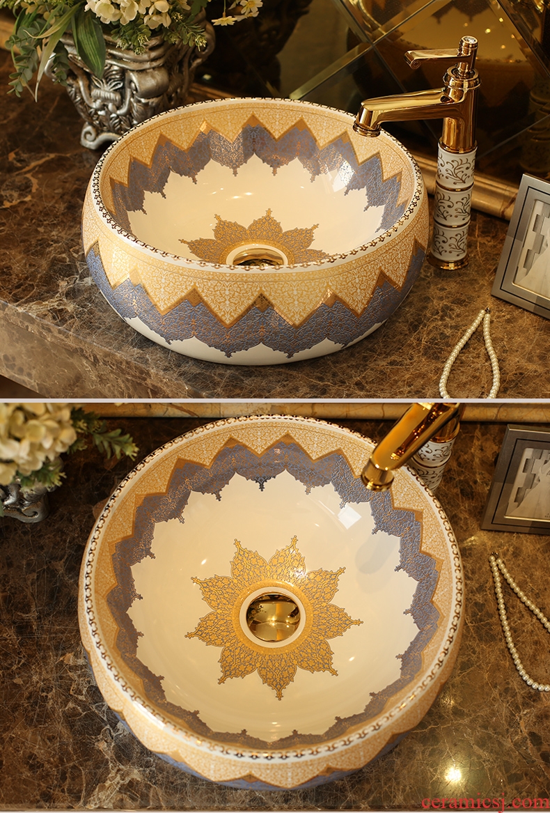 Basin art ceramic table circular toilet lavatory jingdezhen jingdezhen European Mediterranean household