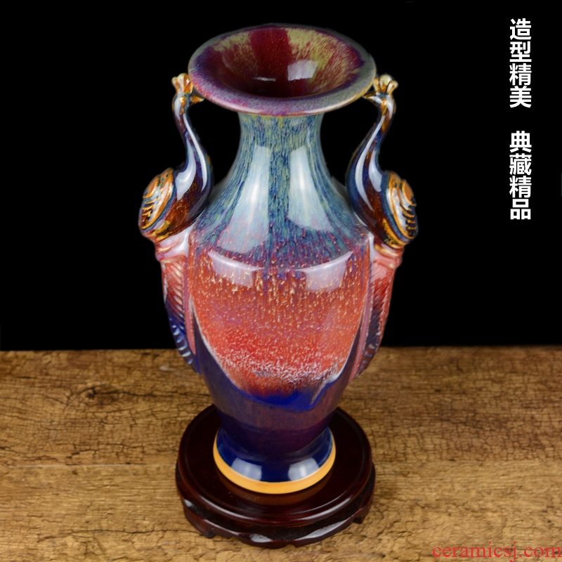Archaize peacock blue vase Chinese jingdezhen ceramics sitting room ark creative retro furnishing articles ornaments