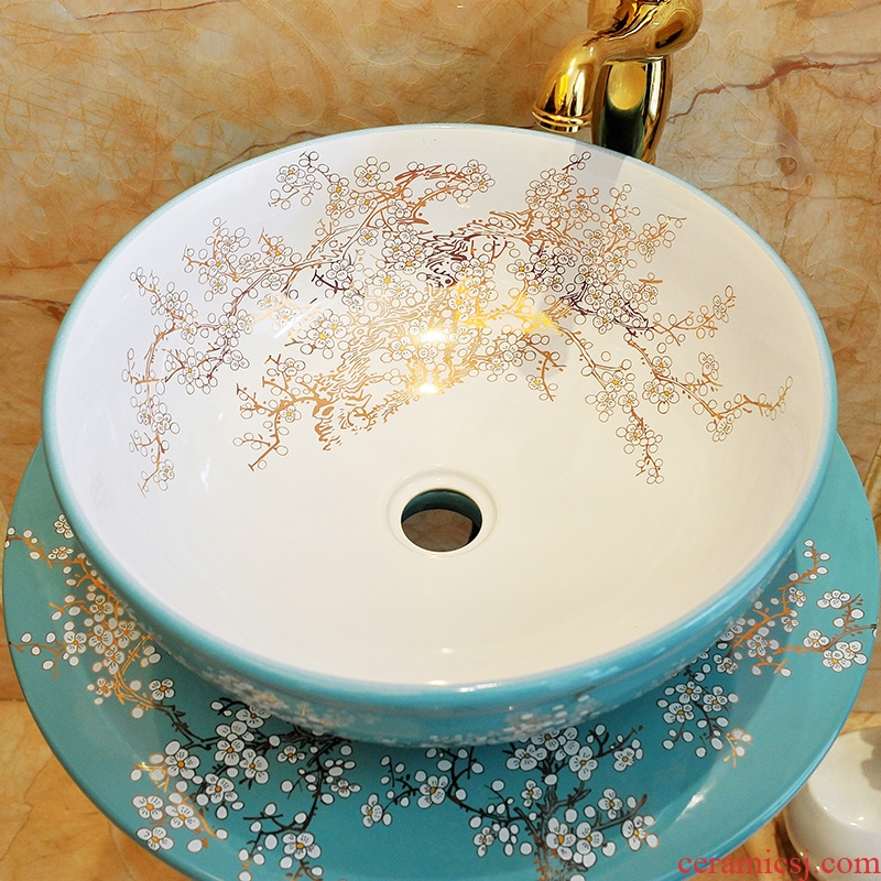 JingWei vertical lavabo ceramic plate column lavatory face plate to wash your hands the Mediterranean plum JW - 1009