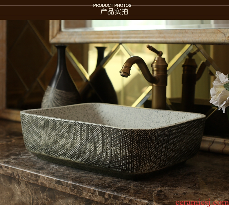 Jingdezhen ceramic art stage basin of archaize hotel wash basin carved rectangular toilet lavabo