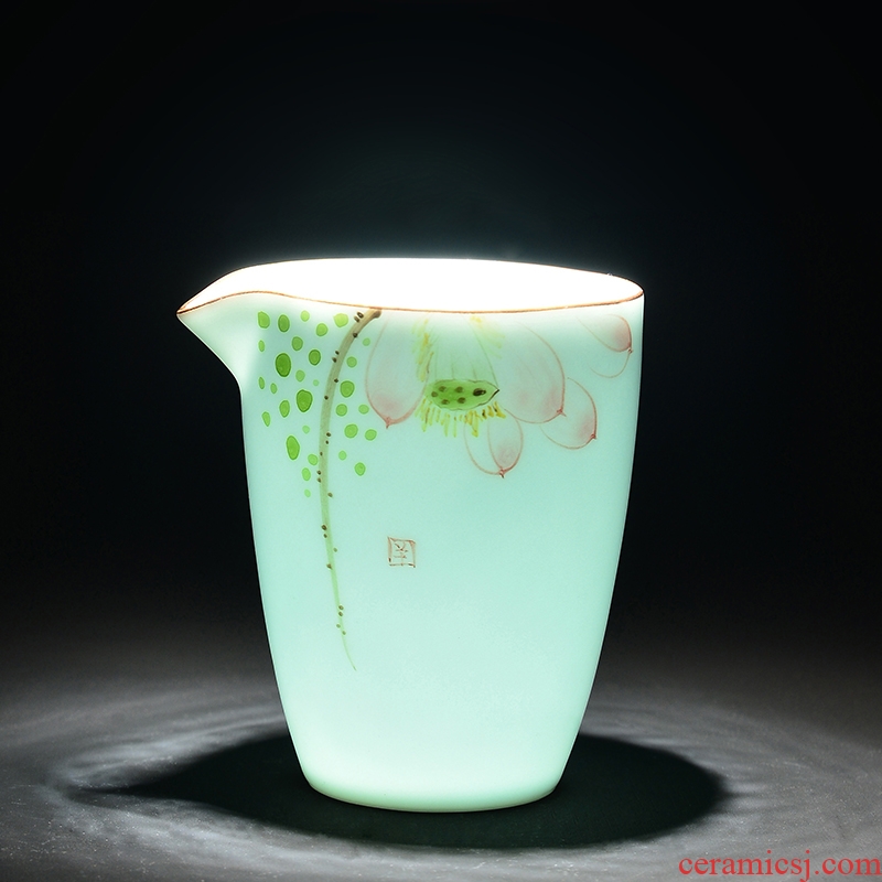 Kung fu tea accessories longquan celadon hand-painted justice fair cup points of tea ware jingdezhen ceramic fair mug cups