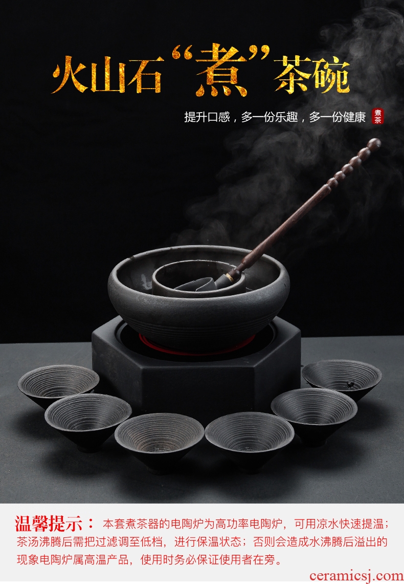 Bin DE lava-rock electric cook kung fu tea exchanger with the ceramics TaoLu household black tea pu-erh tea temperature curing pot bowl suit