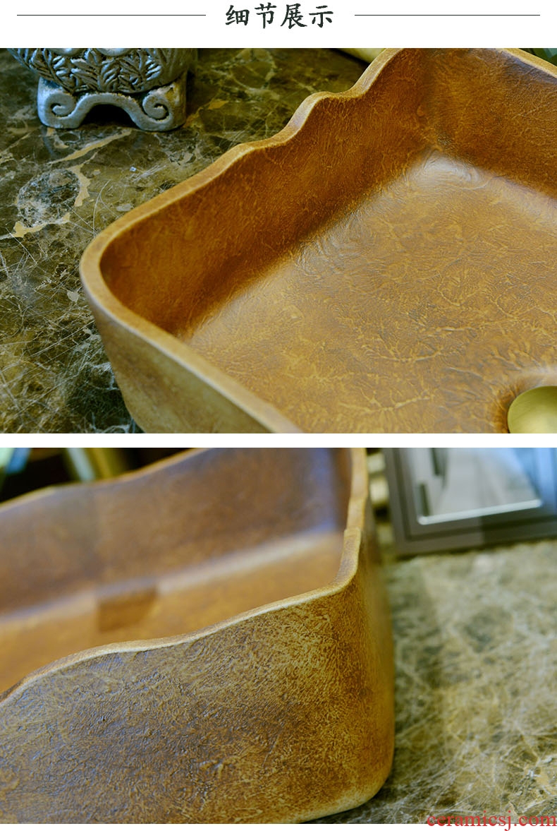 Creative vintage wavy edge square art ceramic lavabo toilet stage basin basin sink basin