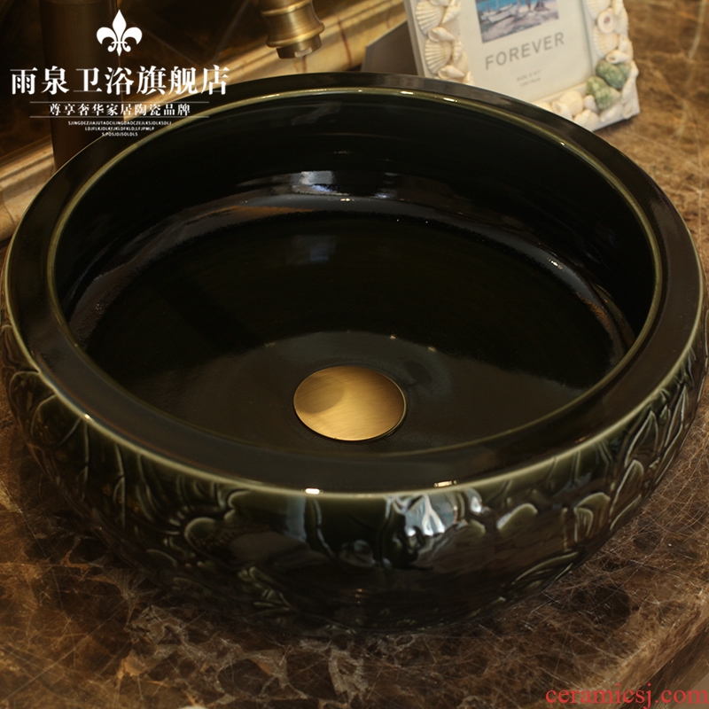 Jingdezhen ceramic stage basin art waist drum Europe type restoring ancient ways hand-carved lavatory toilet lavabo