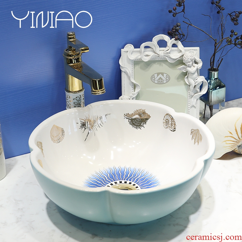 Jingdezhen stage basin petals lavatory ceramic household toilet lavabo European art basin basin