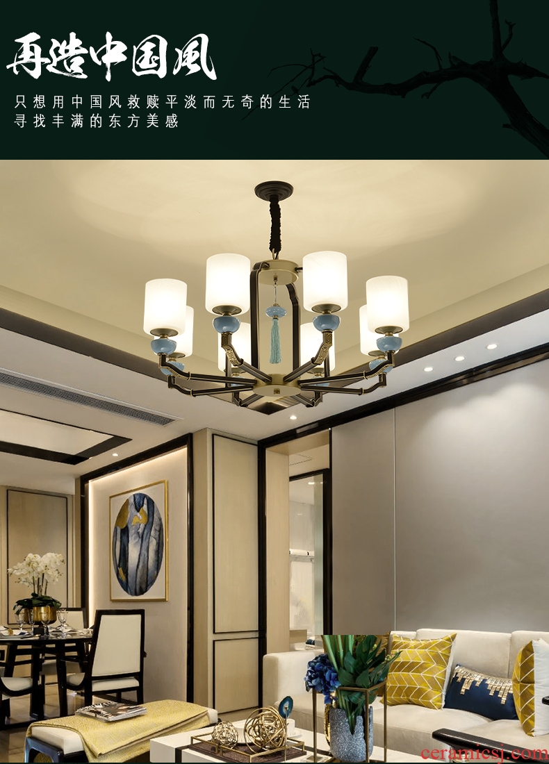 New Chinese style lamp droplight sitting room imitation of classical Chinese wind, wrought iron glass ceramic bedroom, study the hotel droplight
