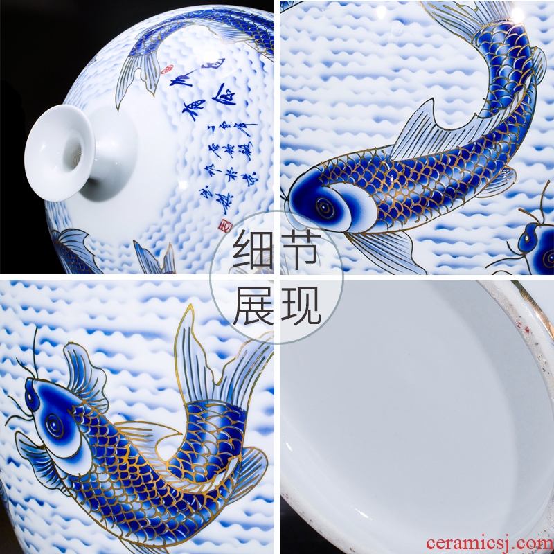 Jingdezhen ceramic paint big vase masters hand draw every year more than furnishing articles Chinese blue and white porcelain is sitting room adornment