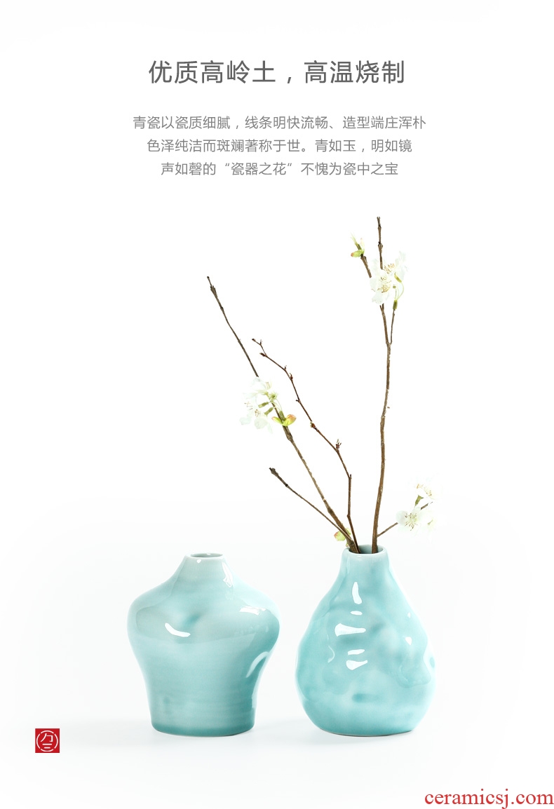 Three thousand Japanese creative ceramic flower tea village furnishing articles manually celadon vase flowers sitting room home decoration
