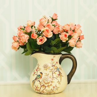 Europe type restoring ancient ways small milk pot vase creative ceramic tea table table decoration floral American floret bottle of flower art furnishing articles