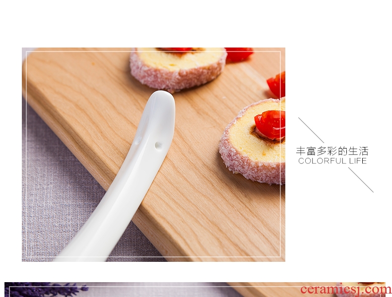 Jingdezhen white spoon stir long-handled spoon scoop bone China big spoon spoon scoop ceramic tableware